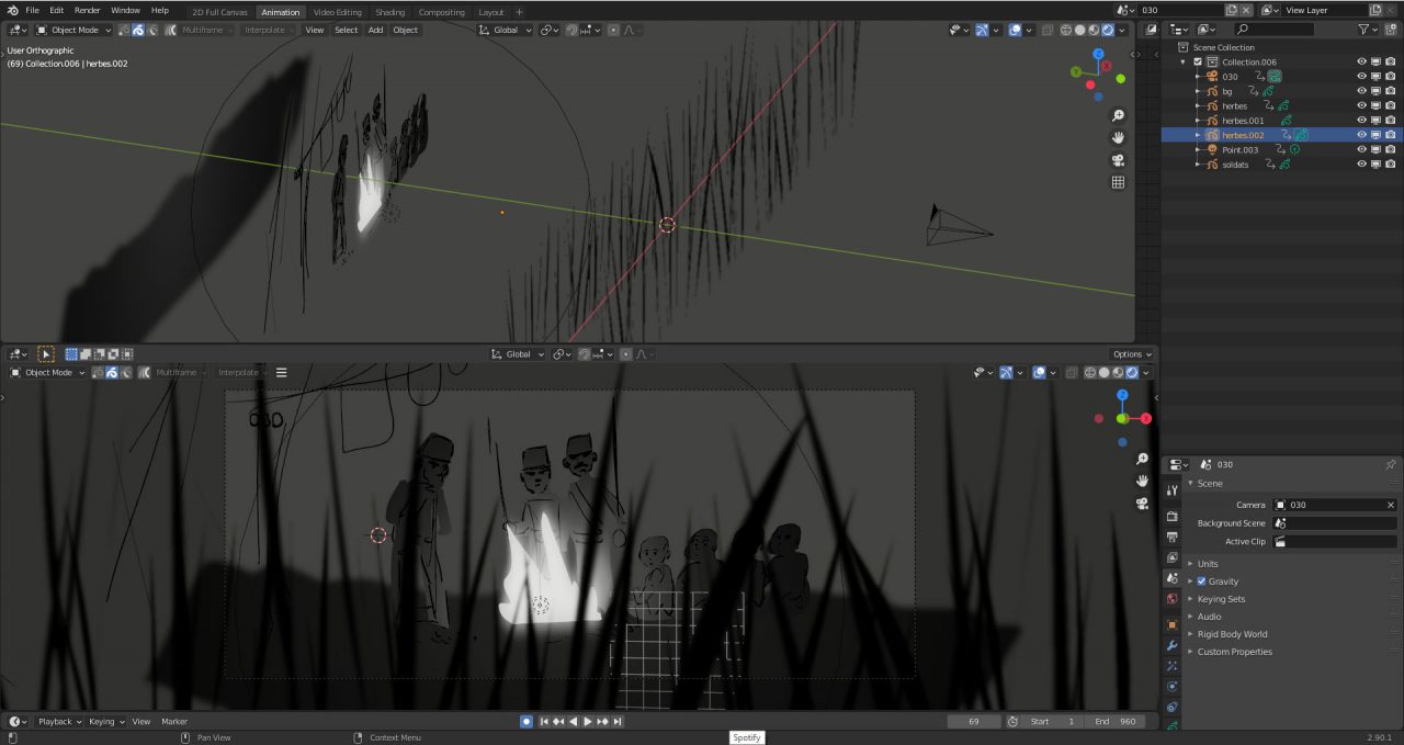 Animation Director Alexandre Heboyan shares part of his 2D/3d hybrid workflow in Blender. 