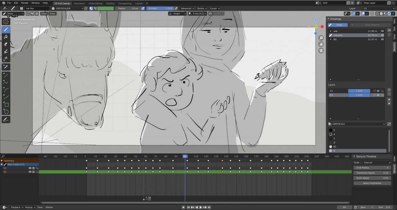 Animation Director Alexandre Heboyan demonstrates his hybrid Grease Pencil/3D workflow for storyboarding.