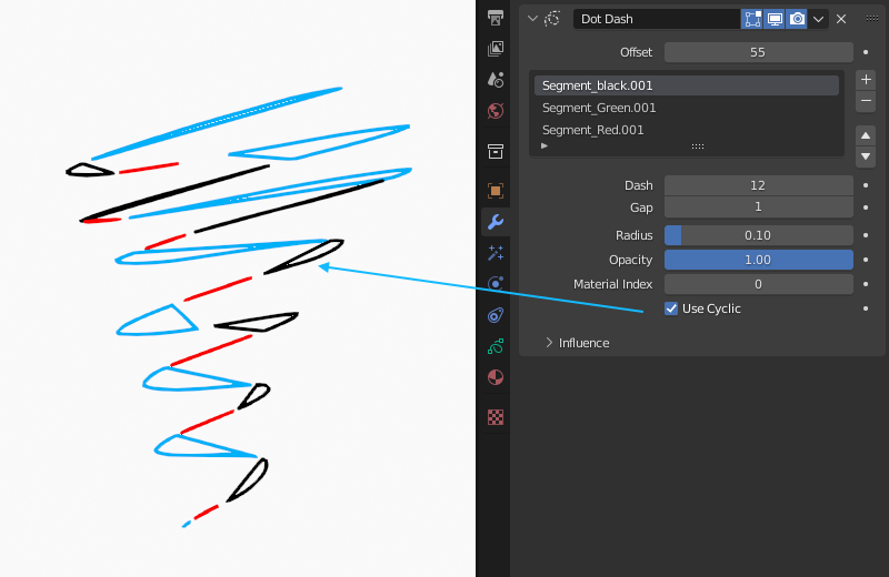 New option to use Cyclic per segment in dot dash modifier