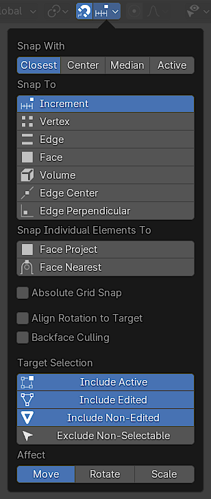 New Snap options in Blender 4.0
