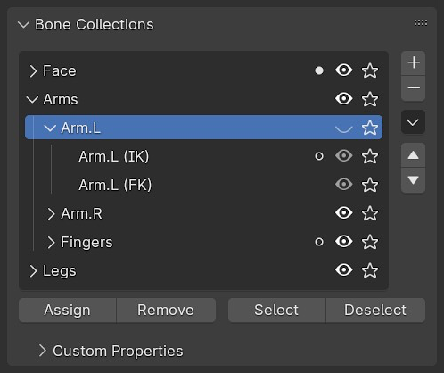 Bone Collections panel in Blender 4.1