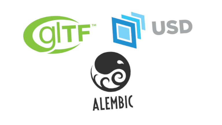 Format Logos glTF, USD, Alembic